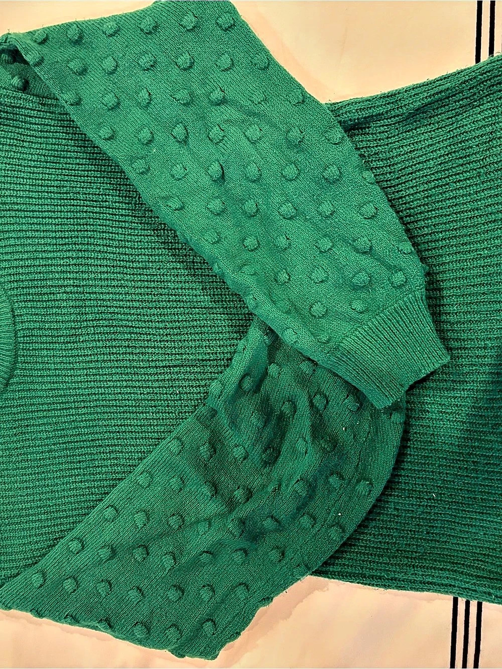 Cece Green Textured Knit Sweater